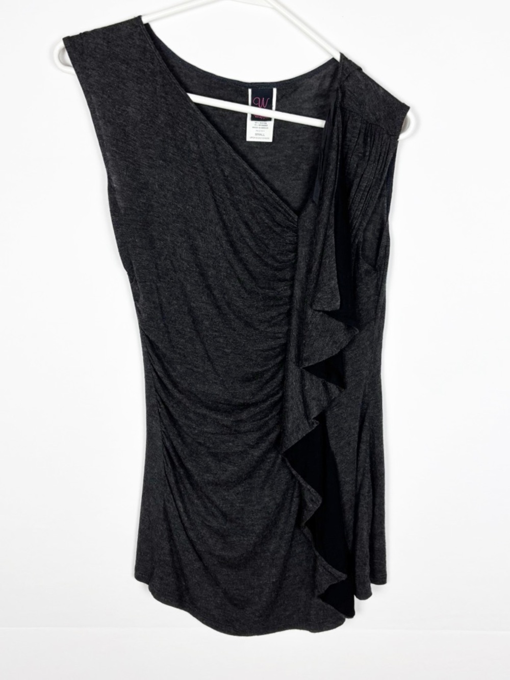 Wrapper Top Size Small Gray Draped Ruffle Y2K Vintage - Picture 5 of 5